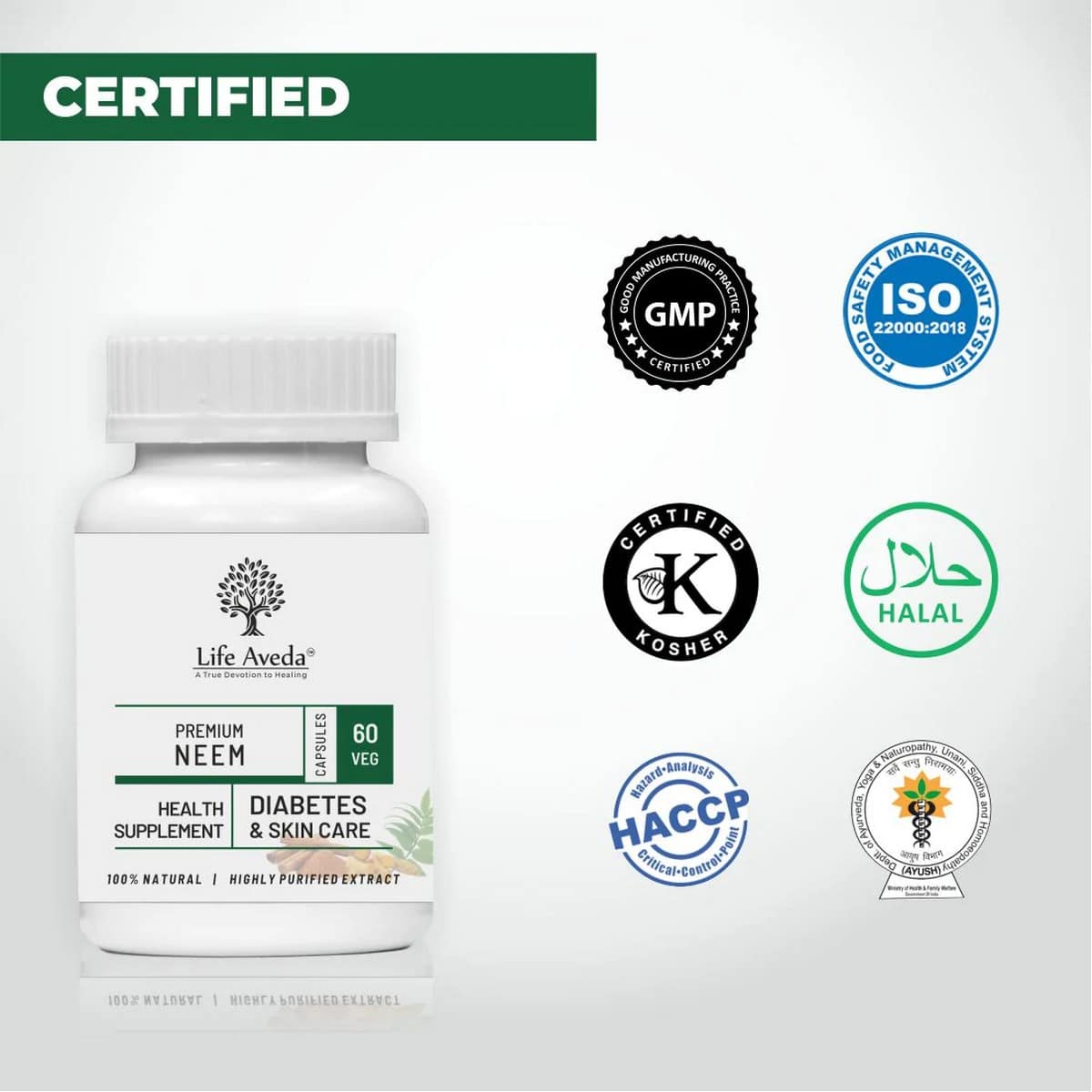 Life Aveda Premium Neem Capsule (60 Capsules)