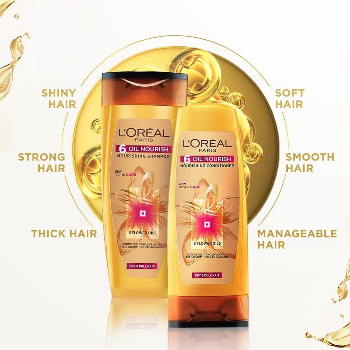 Loreal Paris 6 Oil Nourish Shampoo (1 lt) and Conditioner (175 ml)