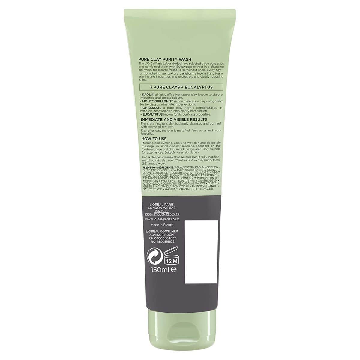 Loreal Paris Clay Black Face Wash (150 ml)