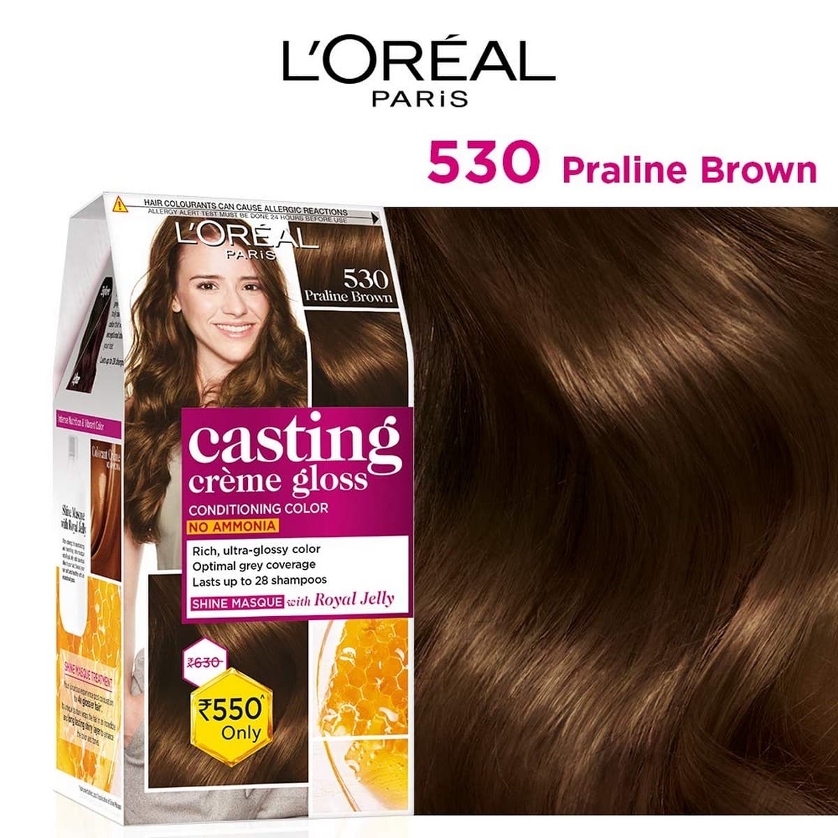 Loreal Semi-Permanent Hair Colour 530 Praline Brown (87.5 g+72 ml)