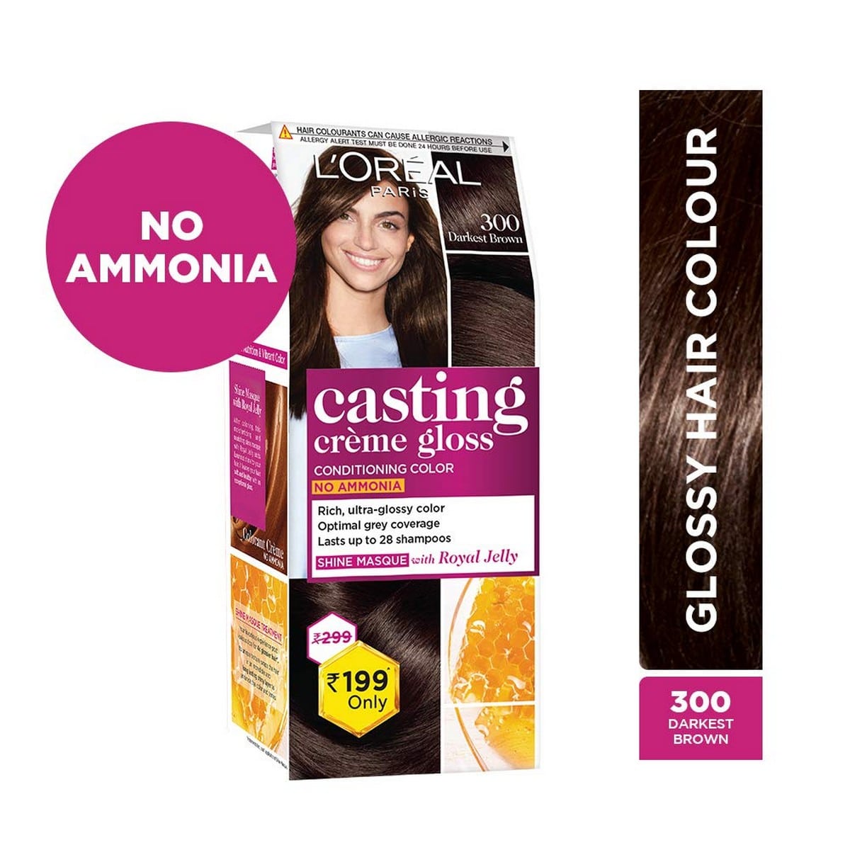 Loreal Temporary Hair Color 300 Darkest Brown (45 grams)