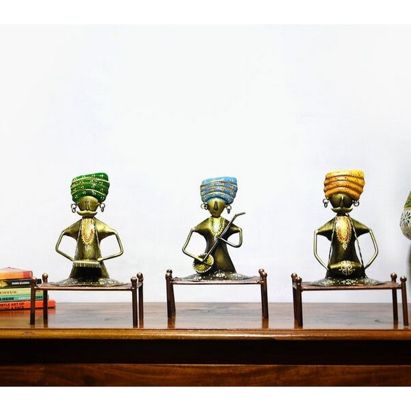 Set of 3 Macha Man Statue for Table Top Decoration