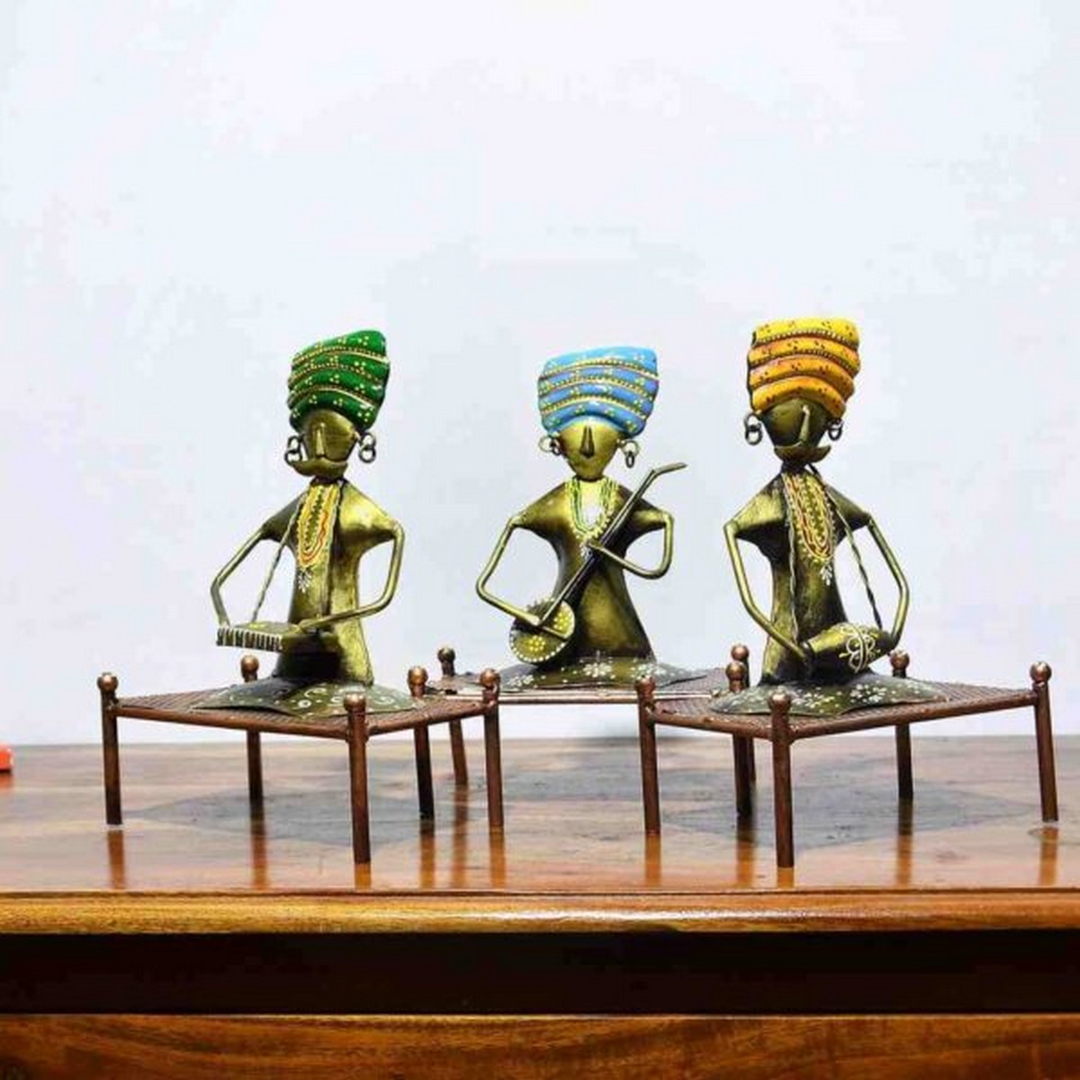 Set of 3 Macha Man Statue for Table Top Decoration