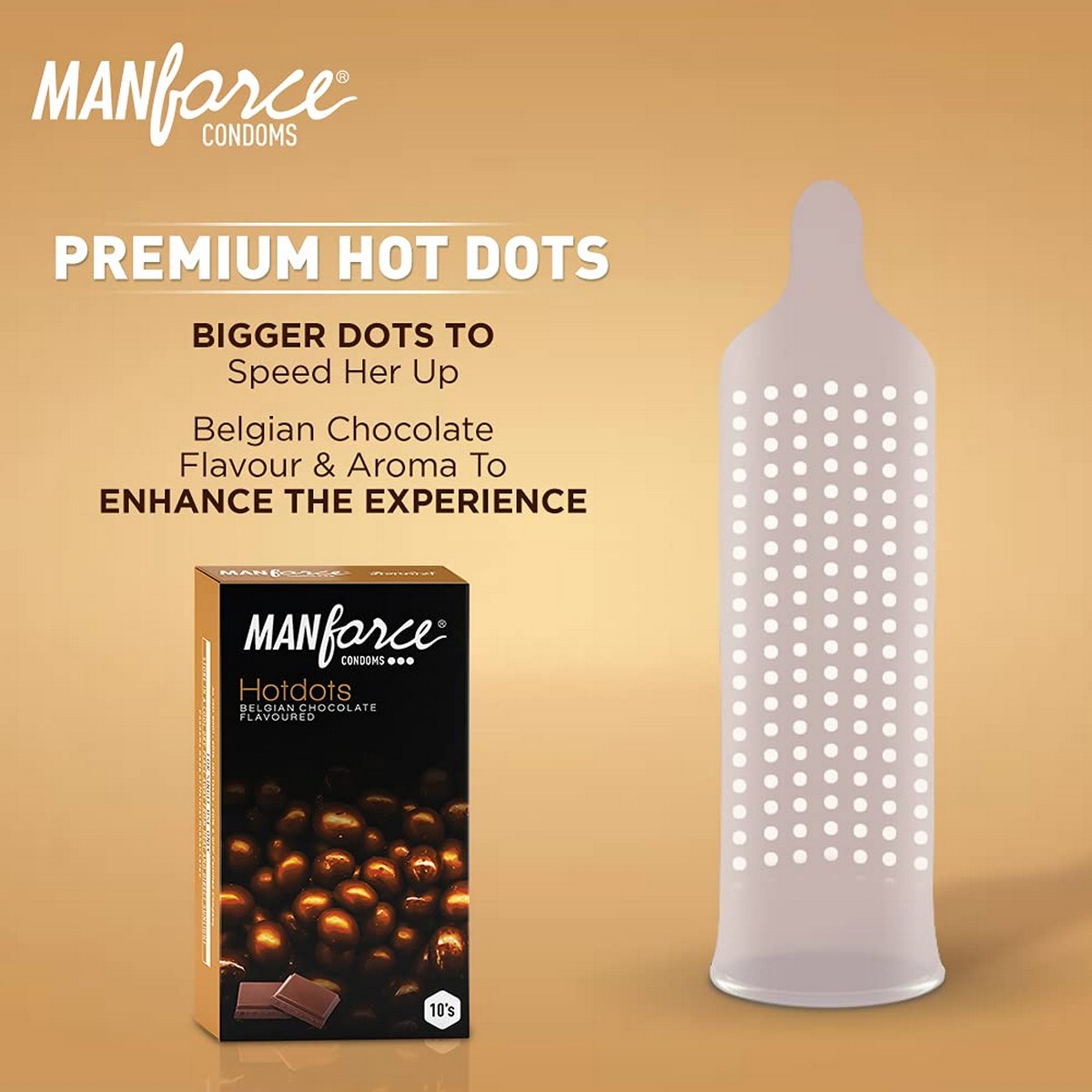 Manforce Premium Hotdots Belgian Chocolate Condoms (10 Pieces)