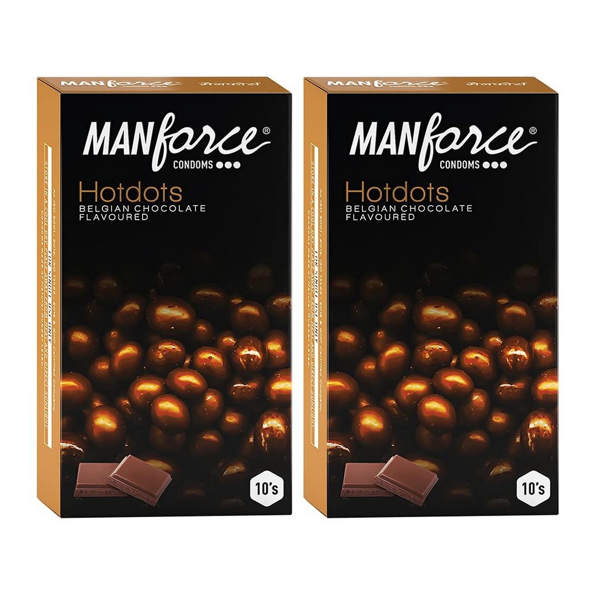 Manforce Premium Hotdots Belgian Chocolate Condoms with Bigger Dots - 10s (Pack of 2)