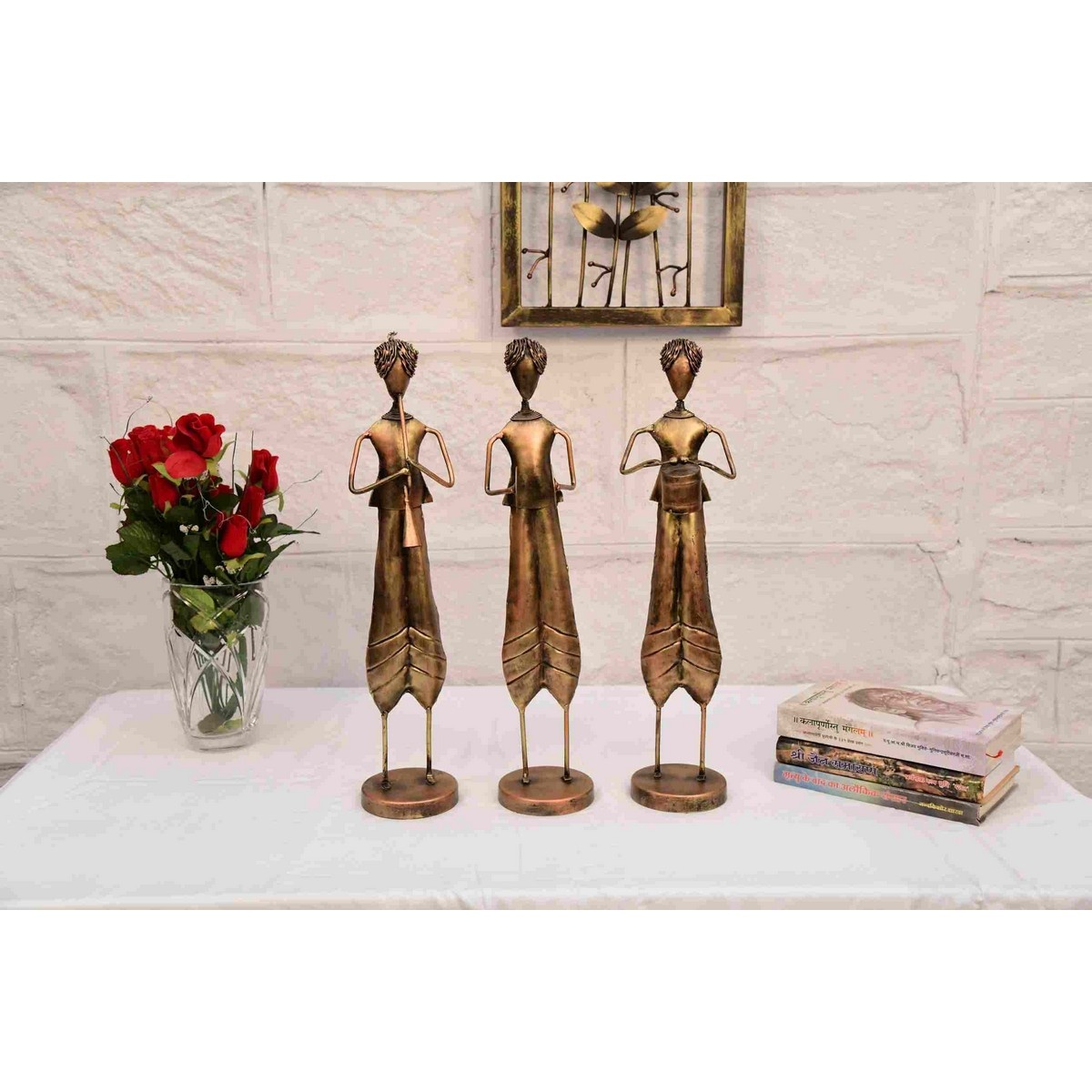 Set of 3 Metallic Musician Statue for Table Top