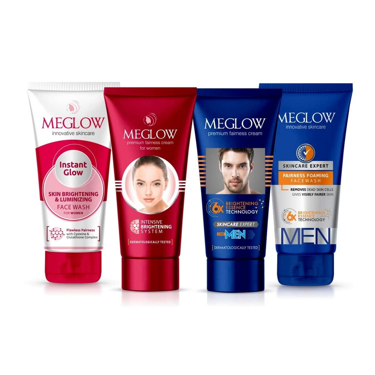 Meglow Men's & Women's Fairness Cream Combo Pack of 4 ( 50 gm Each)