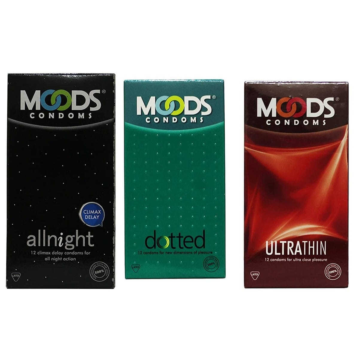 Moods Condoms All night, Dotted, And Ultrathin (set of 3)