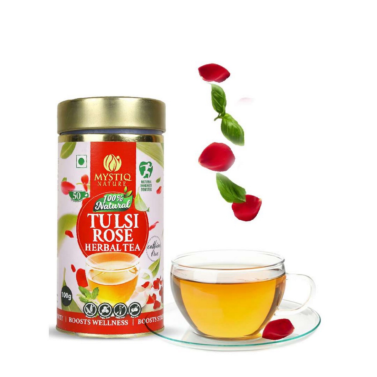 Mystiq Tulsi Rose Herbal Tea (100 Grams)