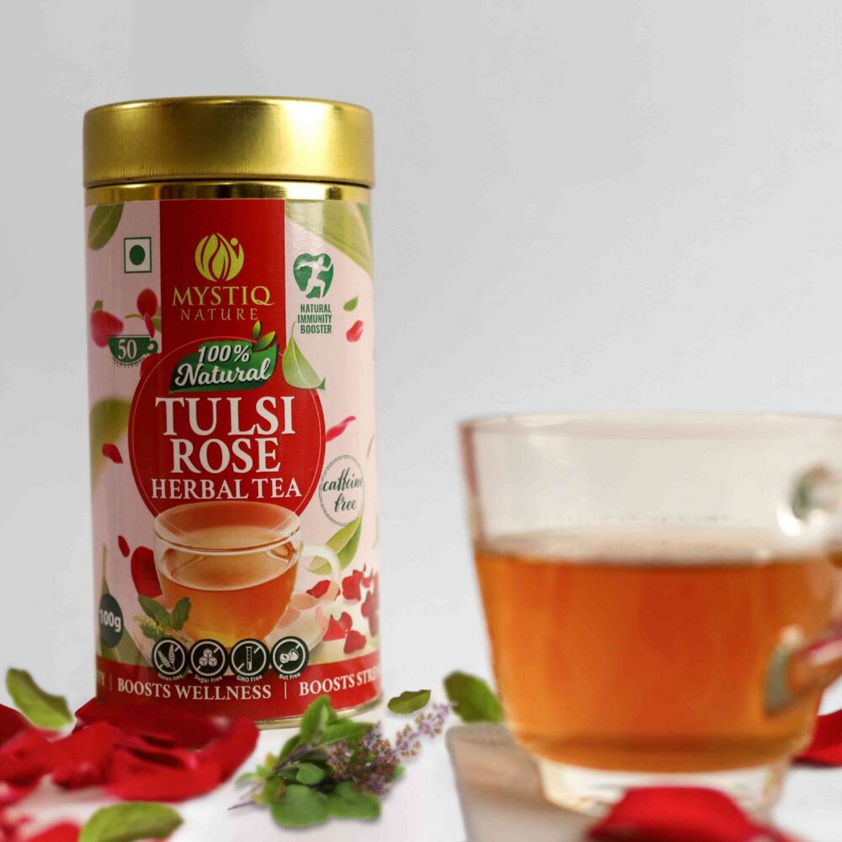 Mystiq Tulsi Rose Herbal Tea (100 Grams)