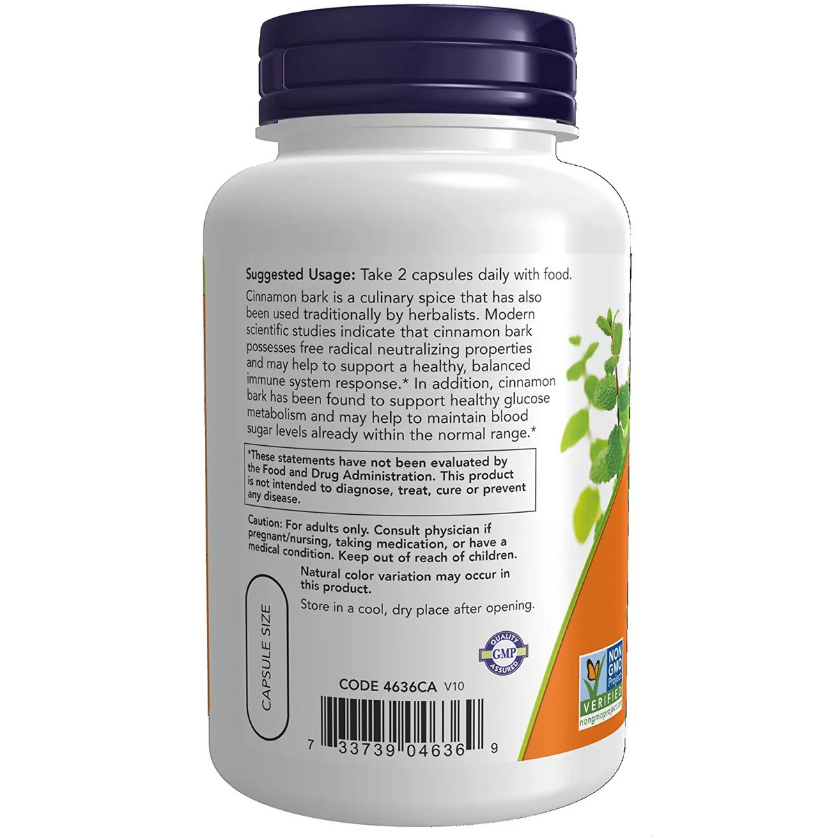 NOW Foods Cassia Cinnamon Bark 600mg (120 Capsules)