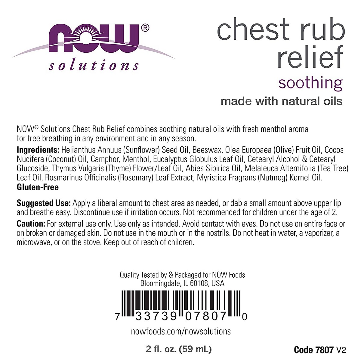 NOW Foods Chest Rub Relief Soothing (59 ml)