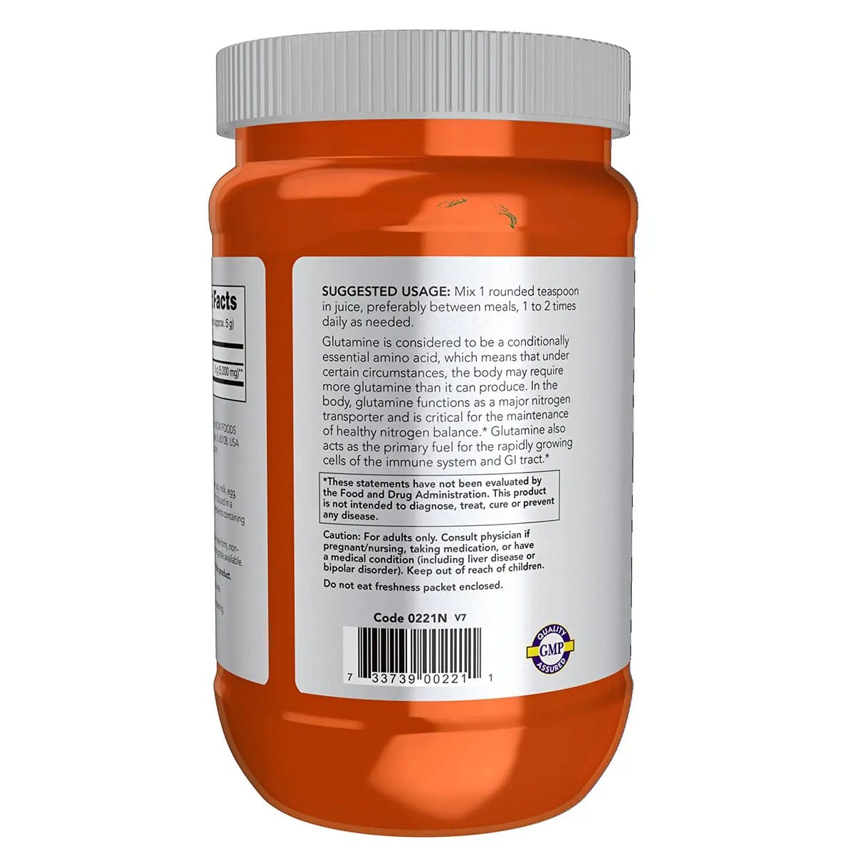 NOW Foods L-Glutamine Pure Powder (454 grams)