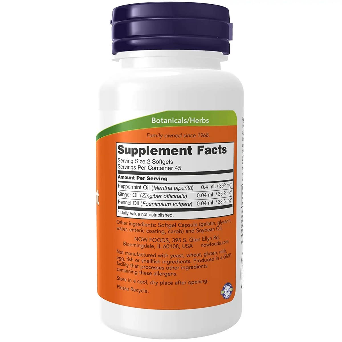 NOW Foods Peppermint Gels with Ginger & Fennel Oils (90 Softgels)