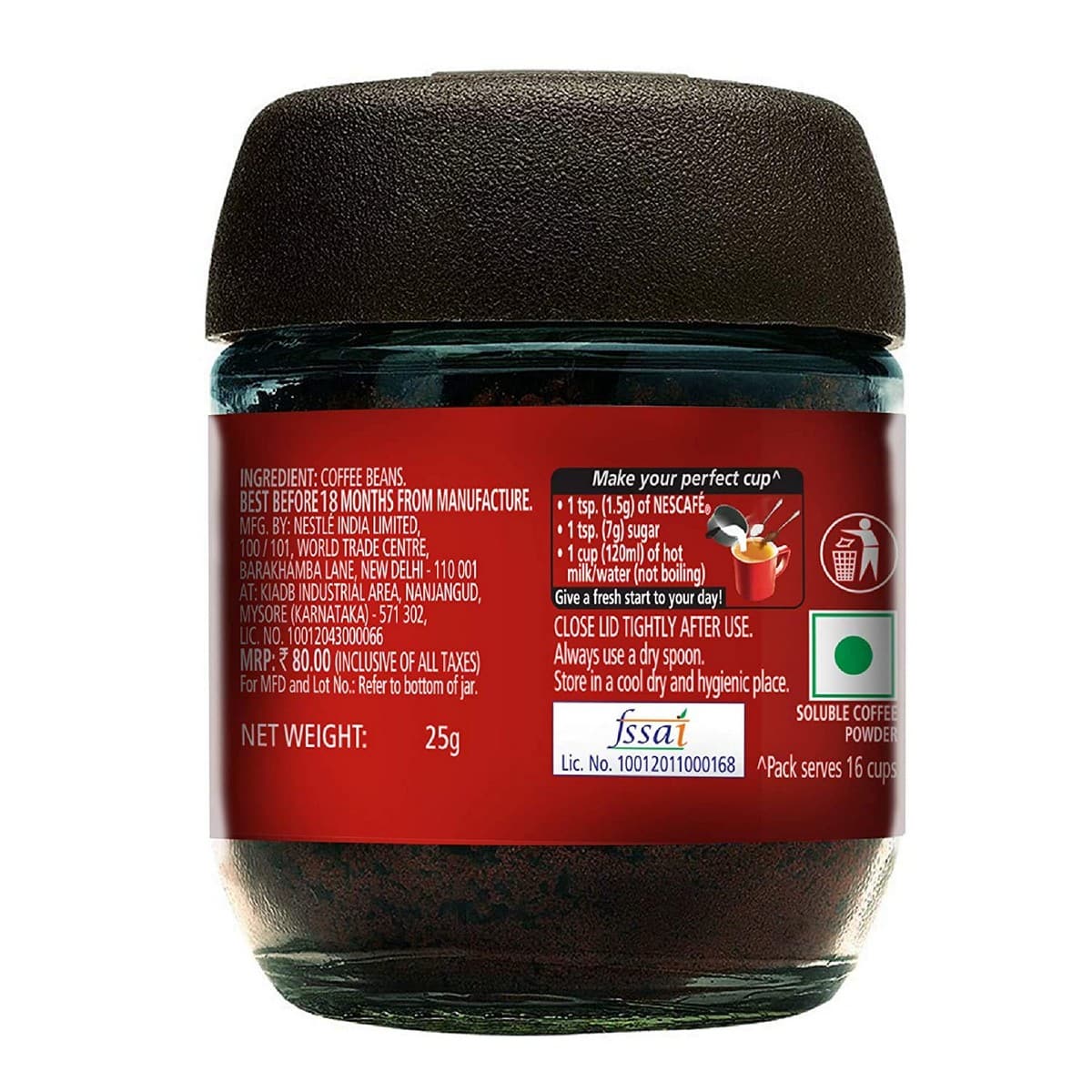 Nescafe Classic Coffee Glass Jar (25 grams)