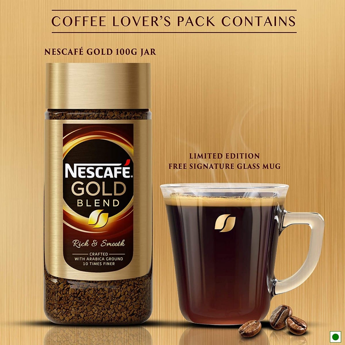 Nescafe Gold Blend Instant Coffee Powder (100 Grams) With Free Glass Mug