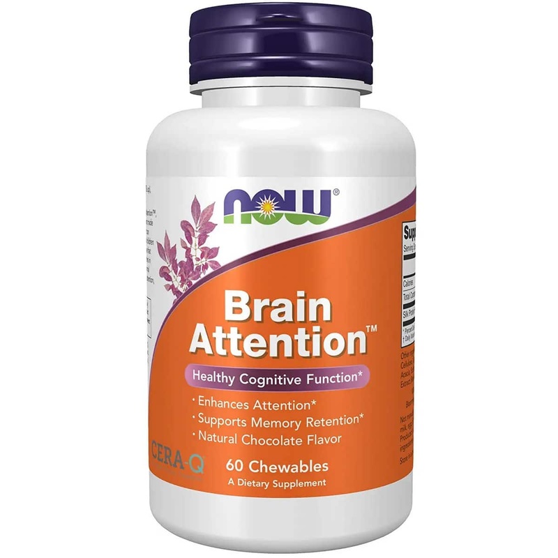 Now Foods Brain Attention Natural Chocolate (60 capsules)