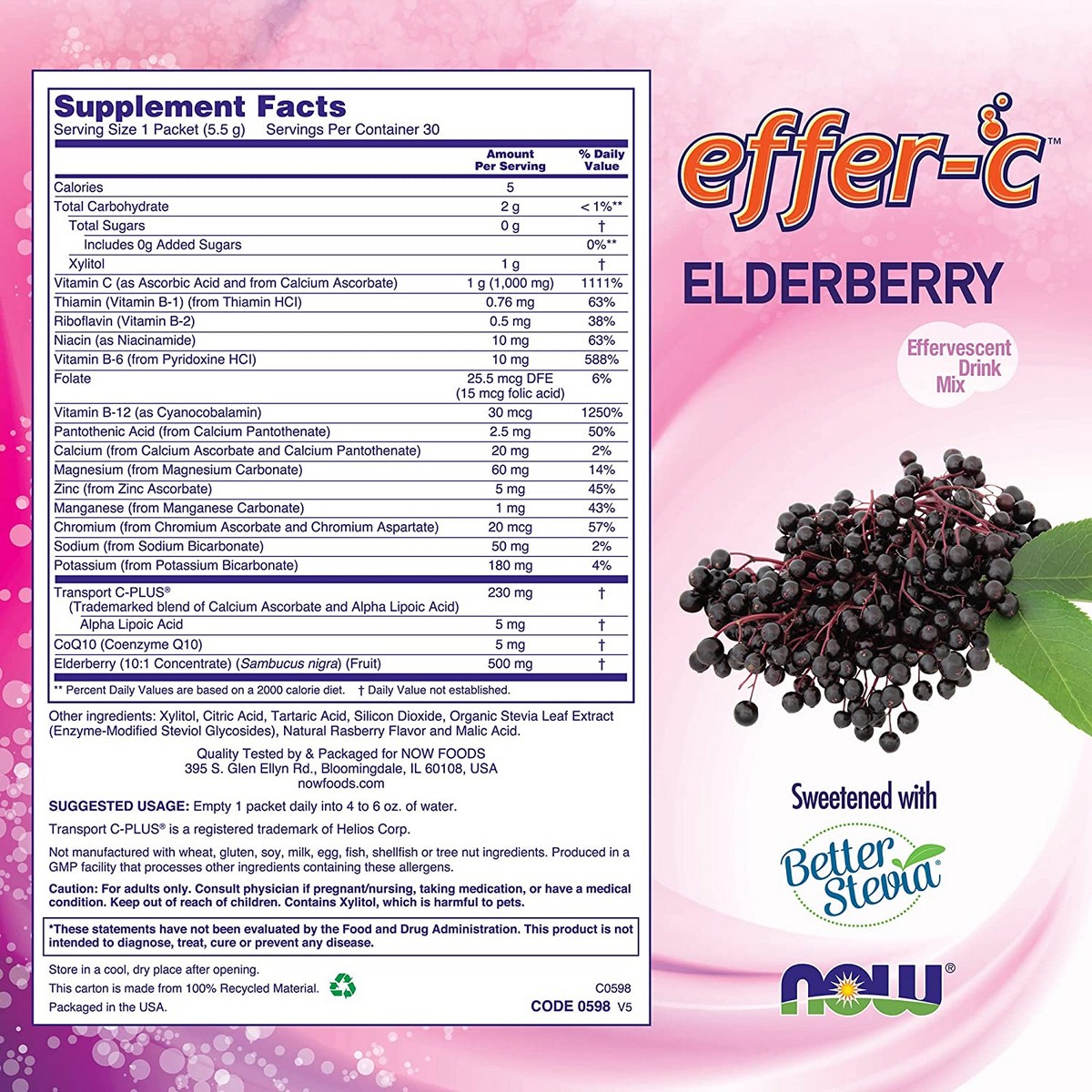 Now Foods Effer-C Elderberry (30 packets)