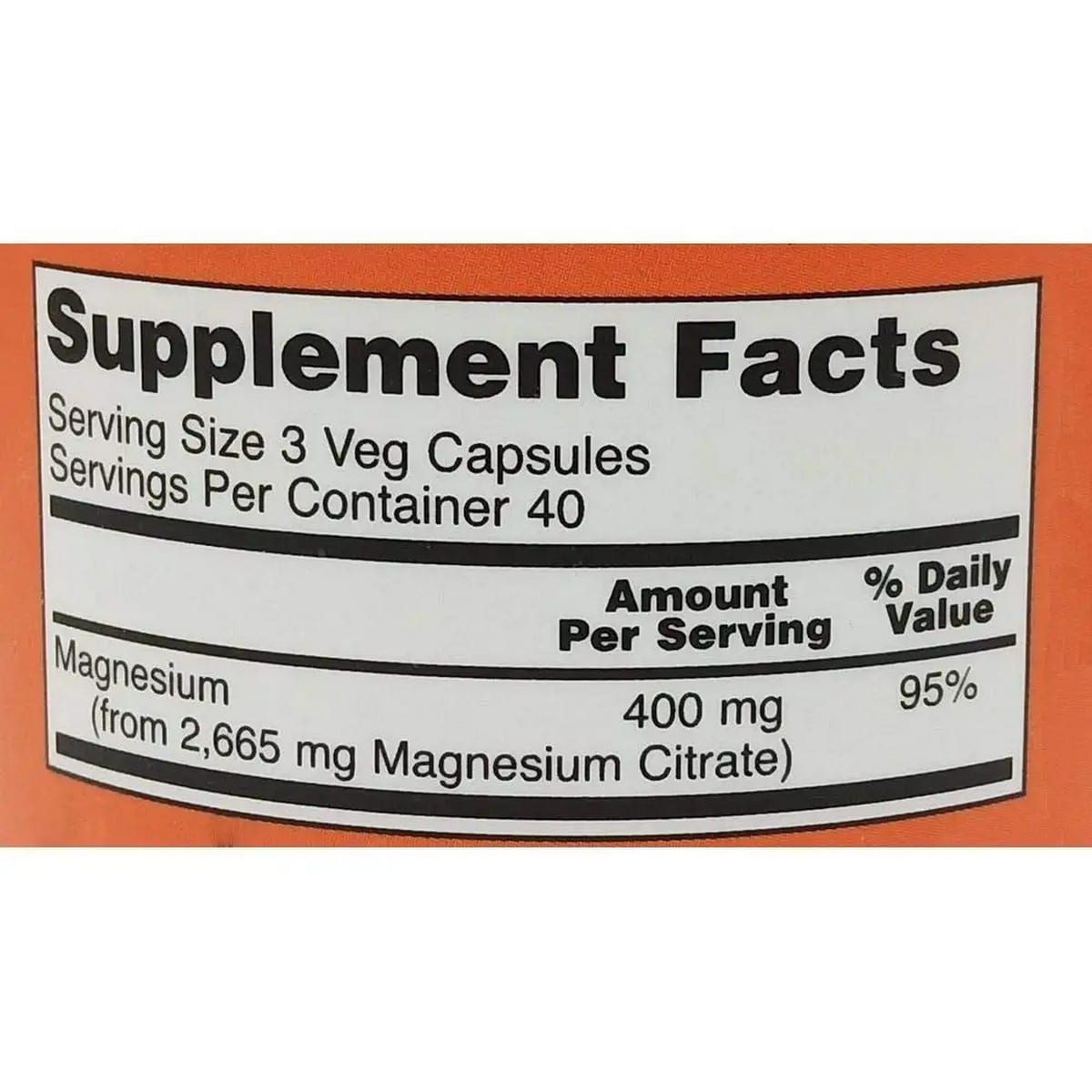 Now Foods Magnesium Citrate 400 mg (120 capsules)