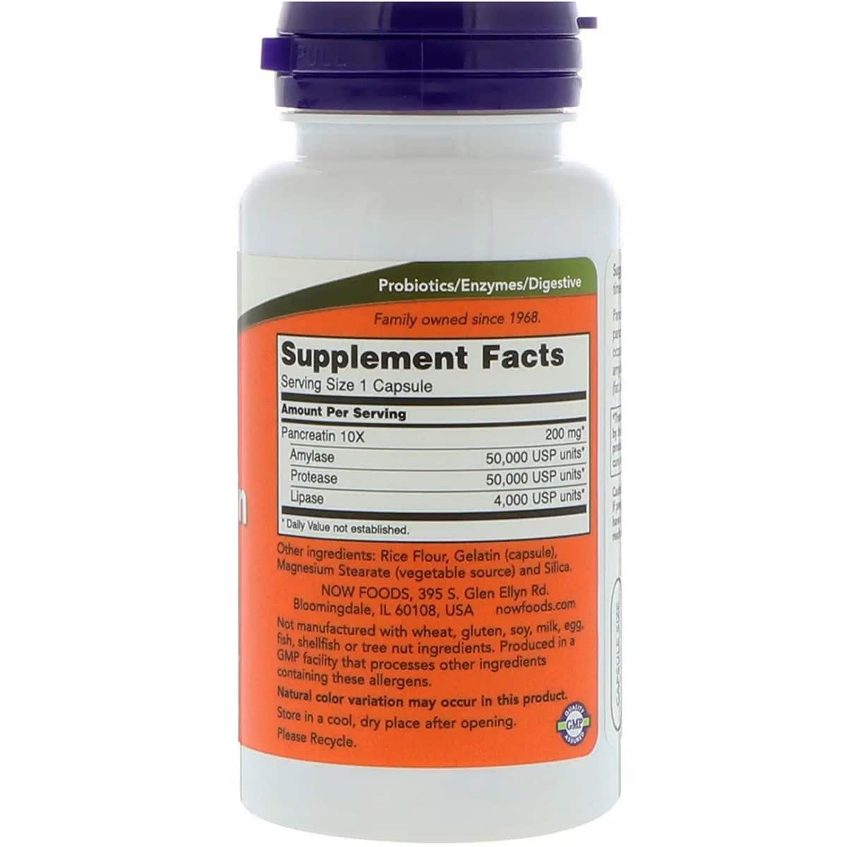 Now Foods Pancreatin 10X - 200 mg (100 Capsules)