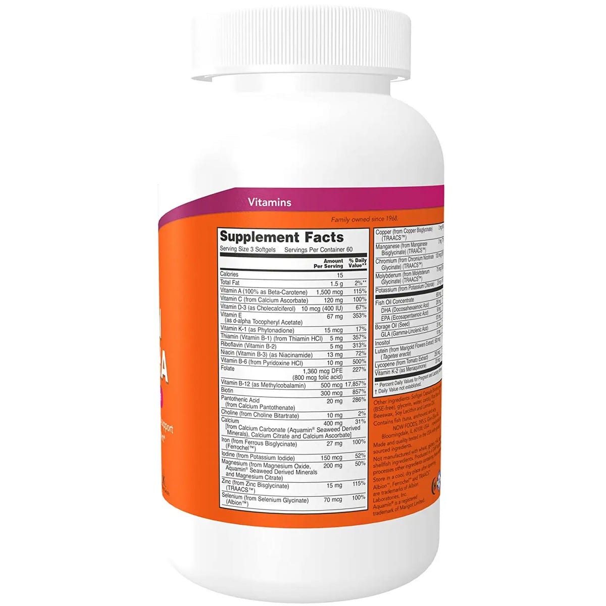 Now Foods Pre-Natal Multivitamin with DHA Softgels (180 capsules)