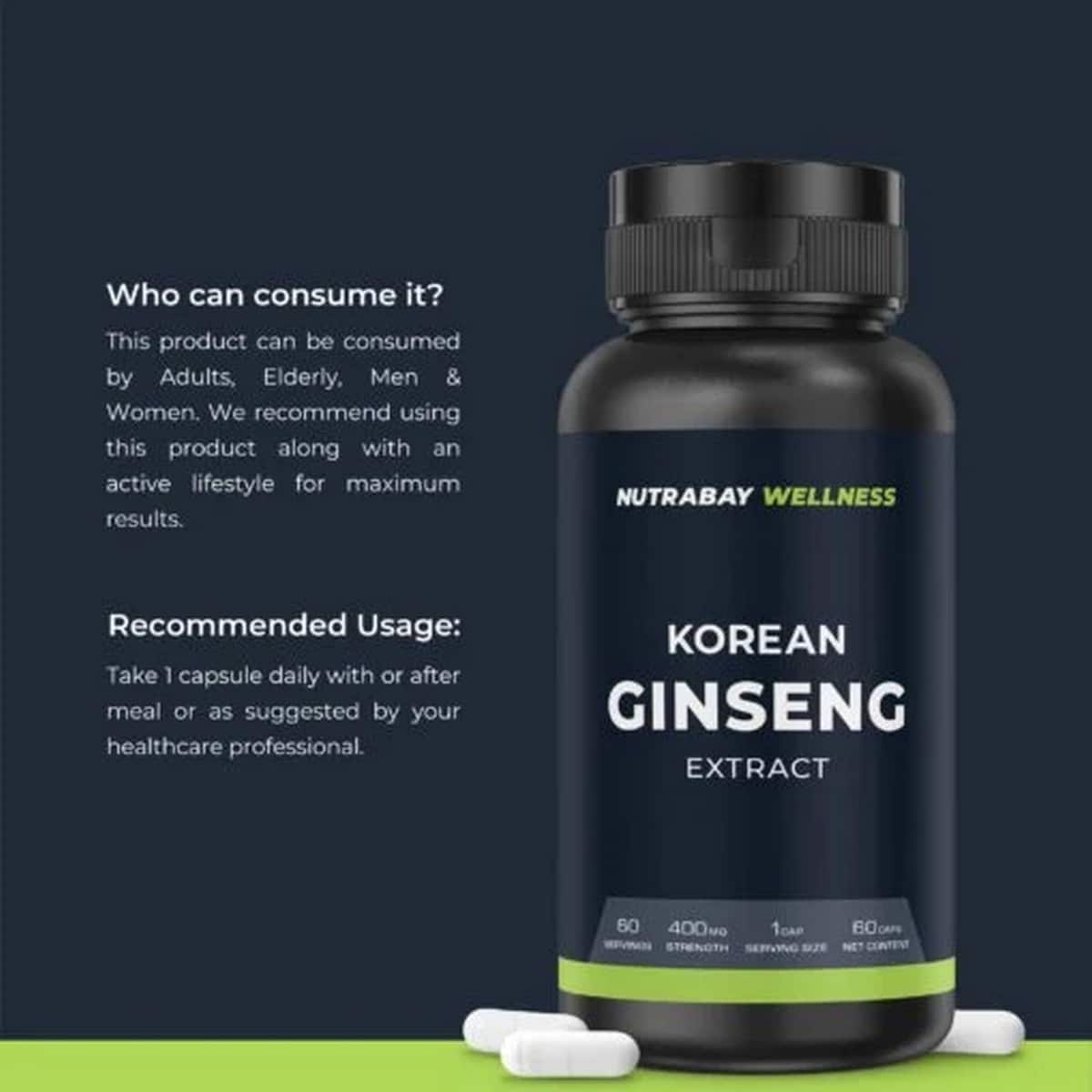 Nutrabay Wellness Korean Ginseng Extract 400mg (60 Caps)