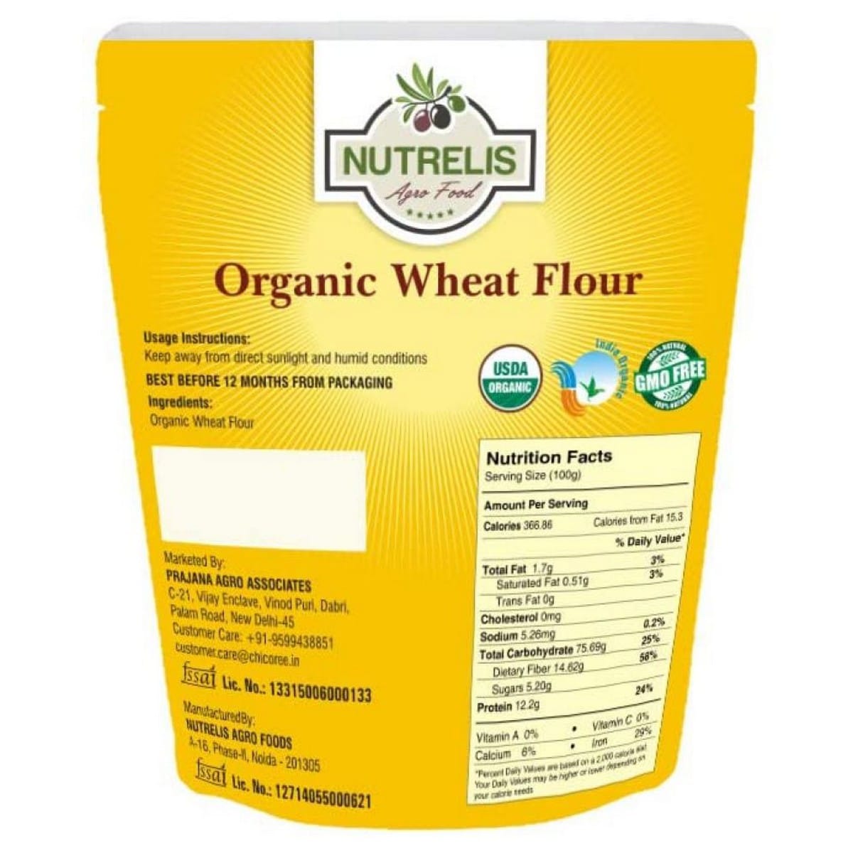 Nutrelis Organic Wheat Flour (5 Kg)