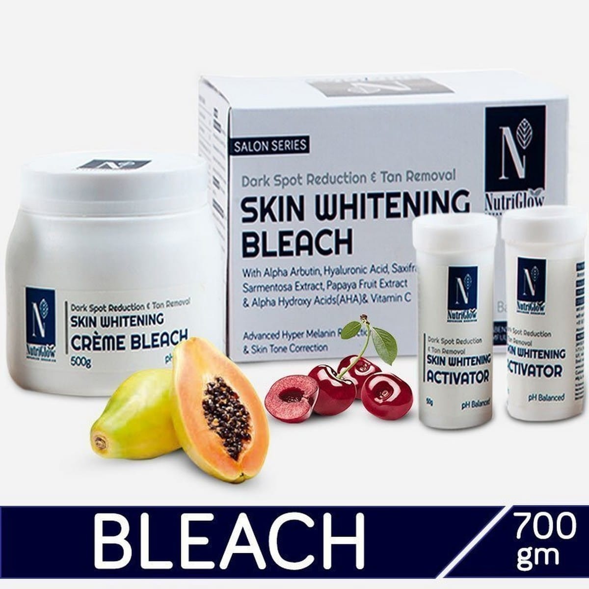 Nutriglow Advanced Organics Skin Whitening Cream Bleach Kit (700 gm)