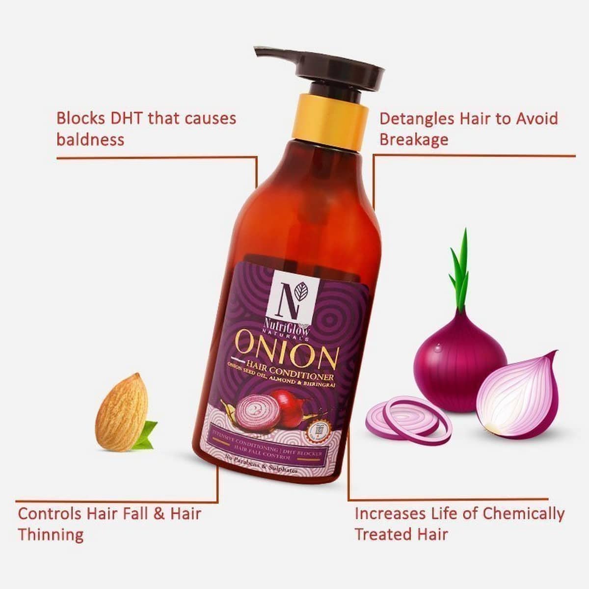 Nutriglow Onion Hair Conditioner for Hair Growth and Hair Fall Control (300 ml)