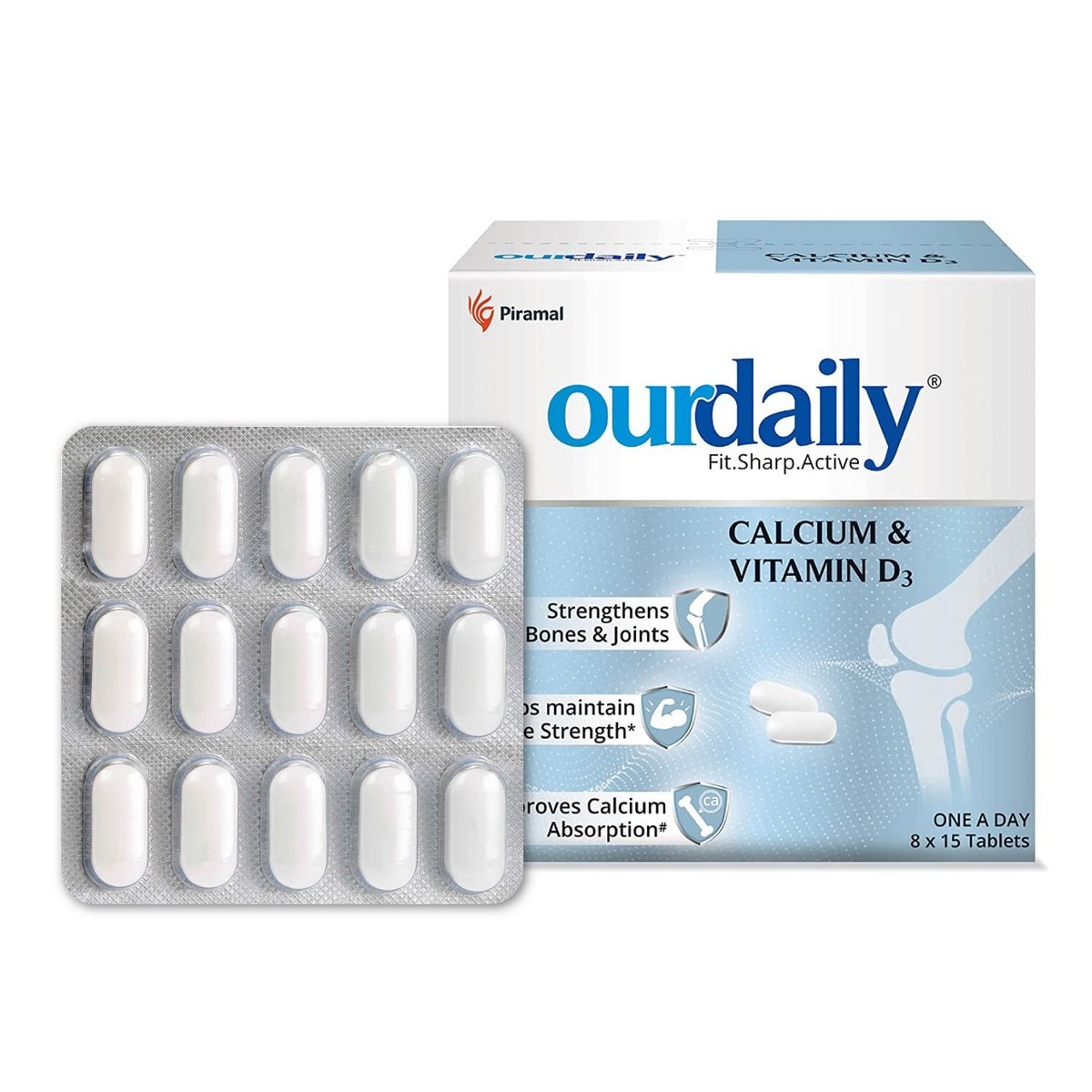 Ourdaily Calcium & Vitamin D3 Supplement For Teens & Adults (120 Tablets)