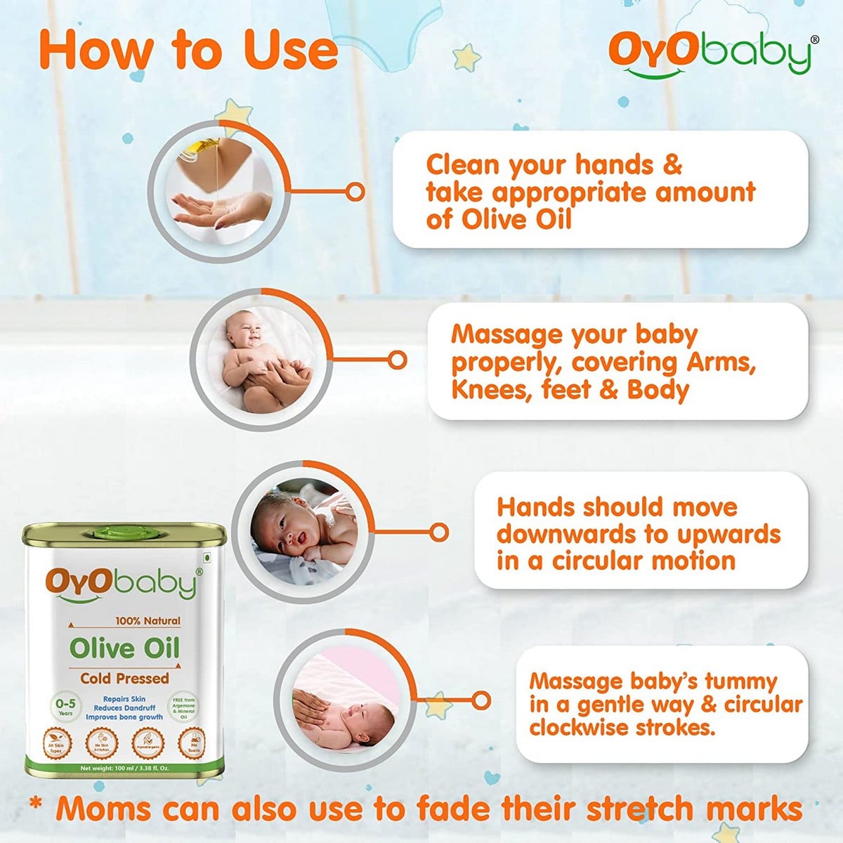 Oyo Baby Extra Virgin Olive Oil For Baby Massage (100 ml)