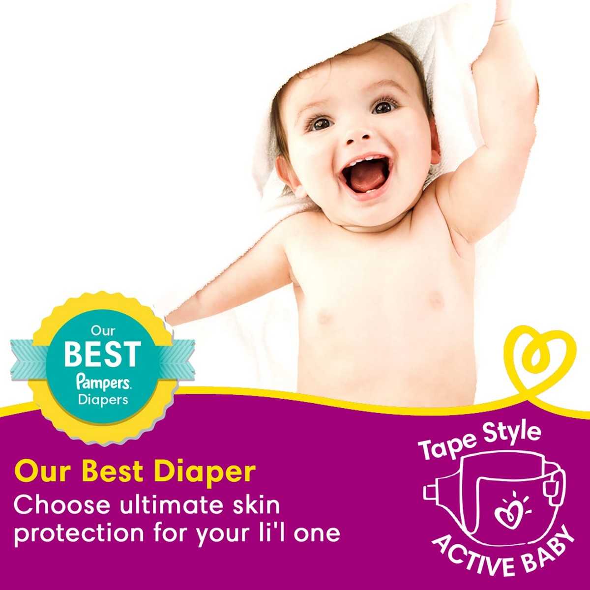 Pampers Active Baby Taped Diapers, Large Size 78 count