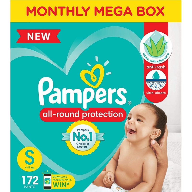 Pampers All round Protection Small Size Baby Diapers (172 Count)