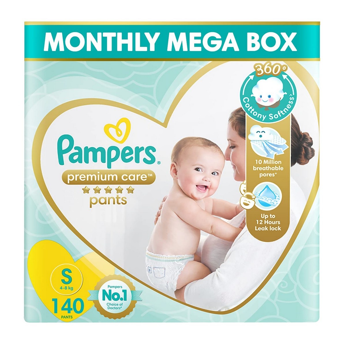 Pampers Premium Care Small Size Baby Diapers (140 Count)