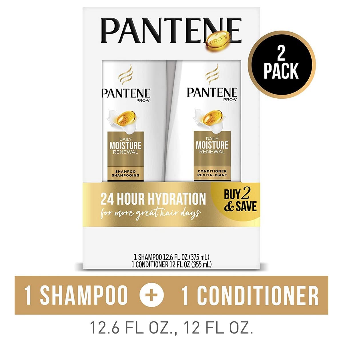 Pantene Pro V Daily Moisture Renewal Shampoo (12.6 Oz) + Conditioner (12 Oz)