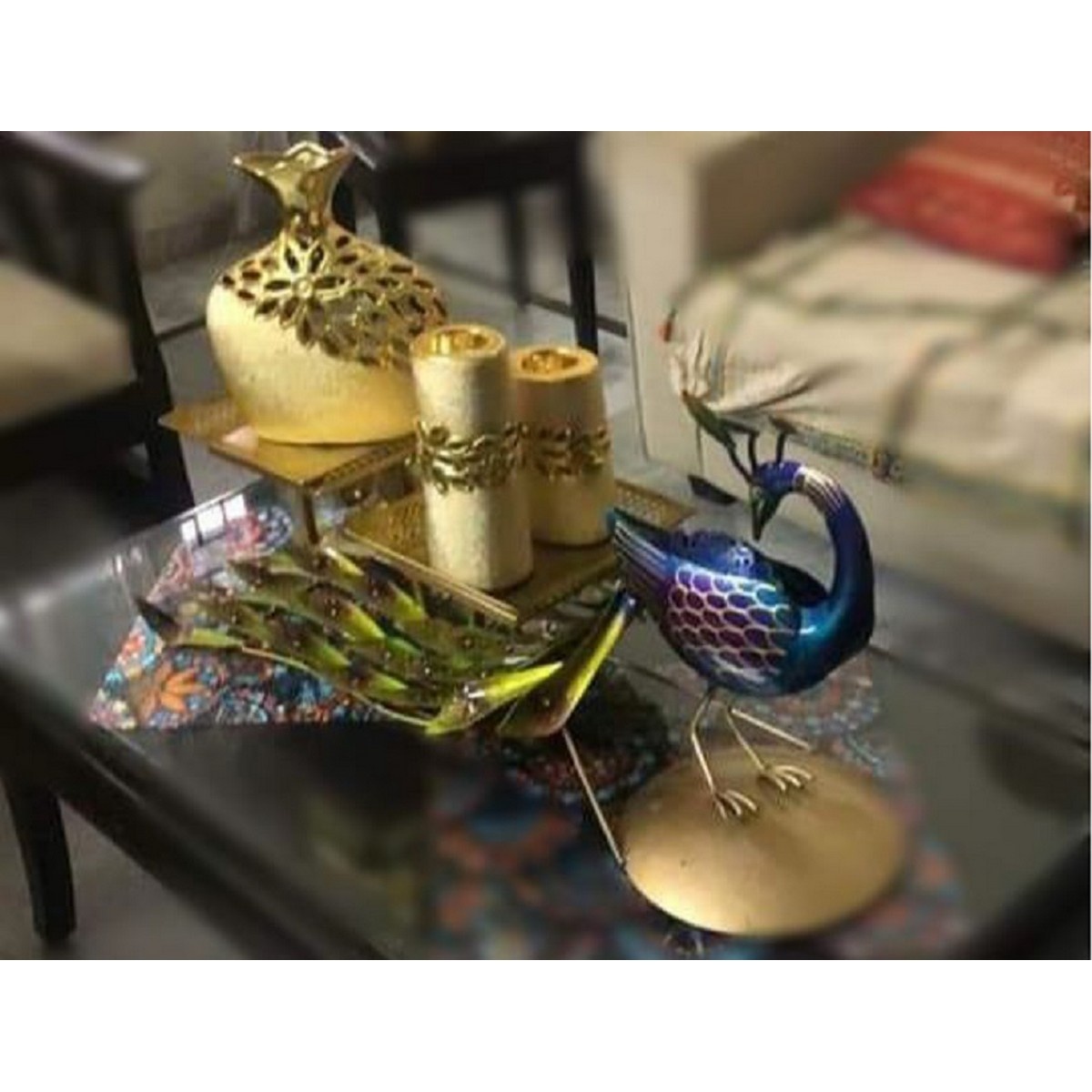 Table Top Peacock Shaped Serving Tray for Decor