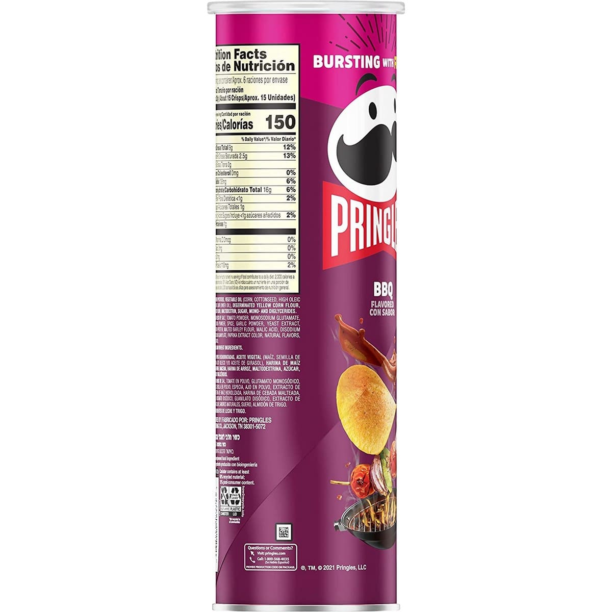 Pringles BBQ Potato Crisps, Purple (165 gm)