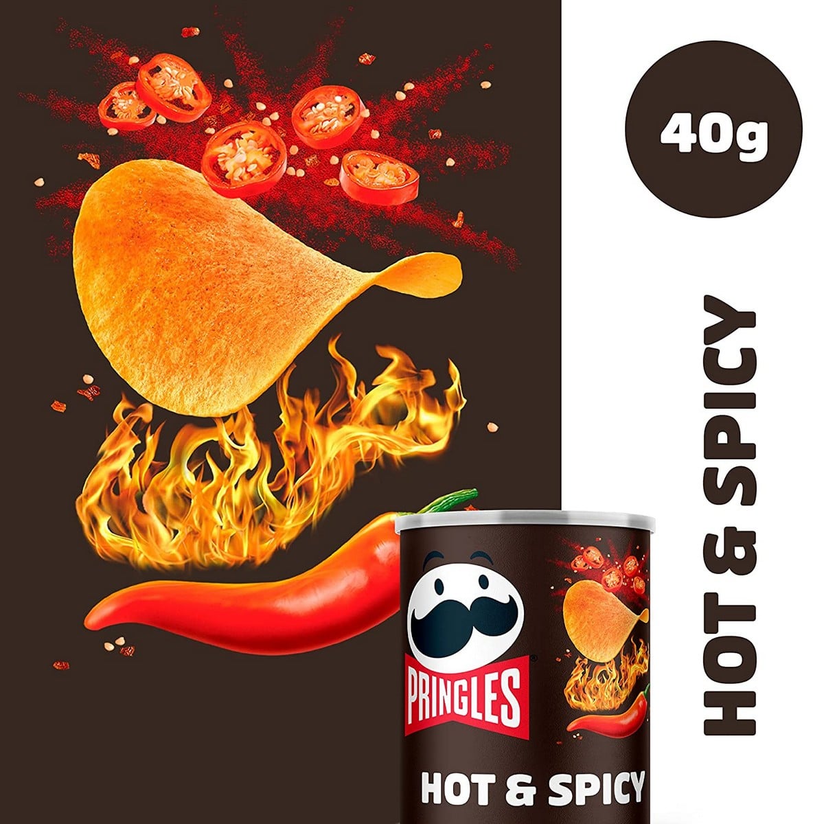 Pringles Hot & Spicy Chips, Pack Of 12 (40 gm Each)