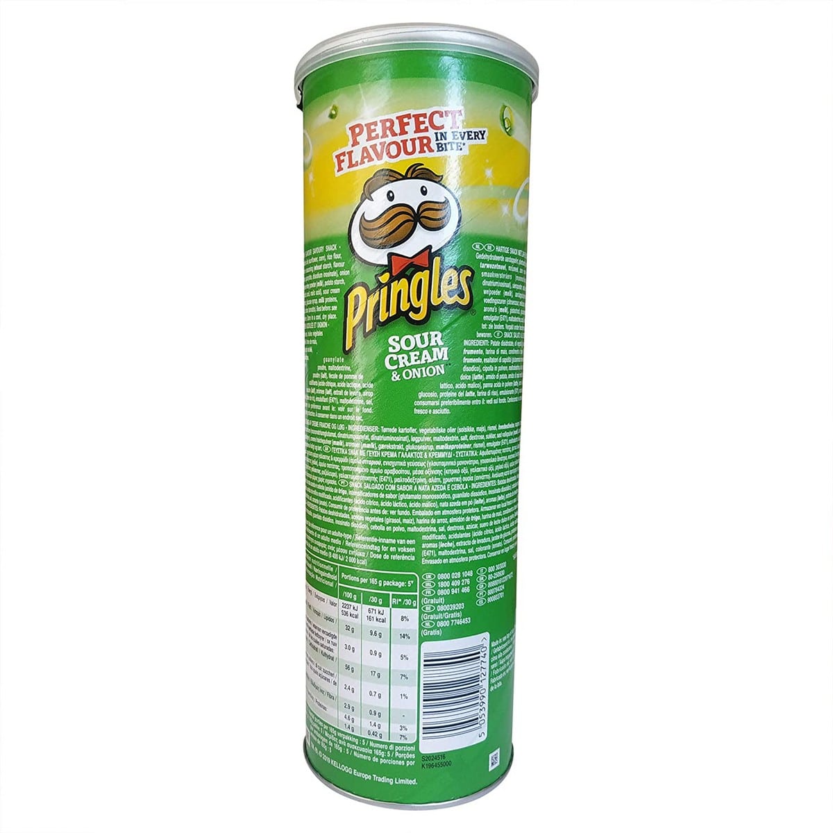 Pringles Sour Cream & Onion Potato Crisps Green & Blue Medium (165 gm)