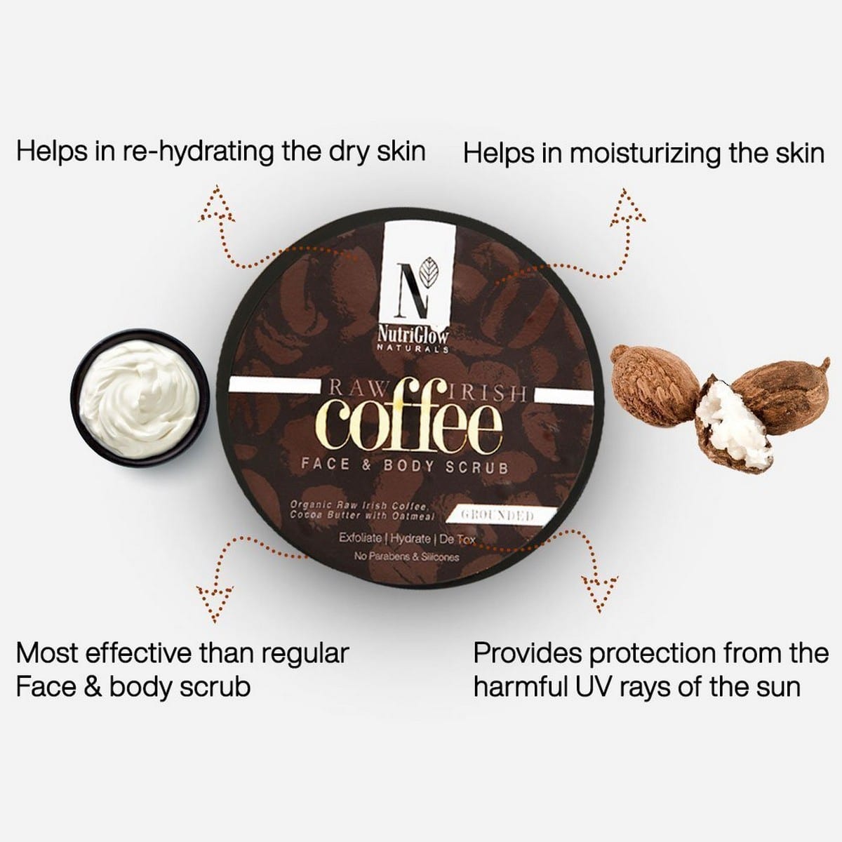 Nutriglow Raw Irish Coffee Face & Body Scrub (200 gm)