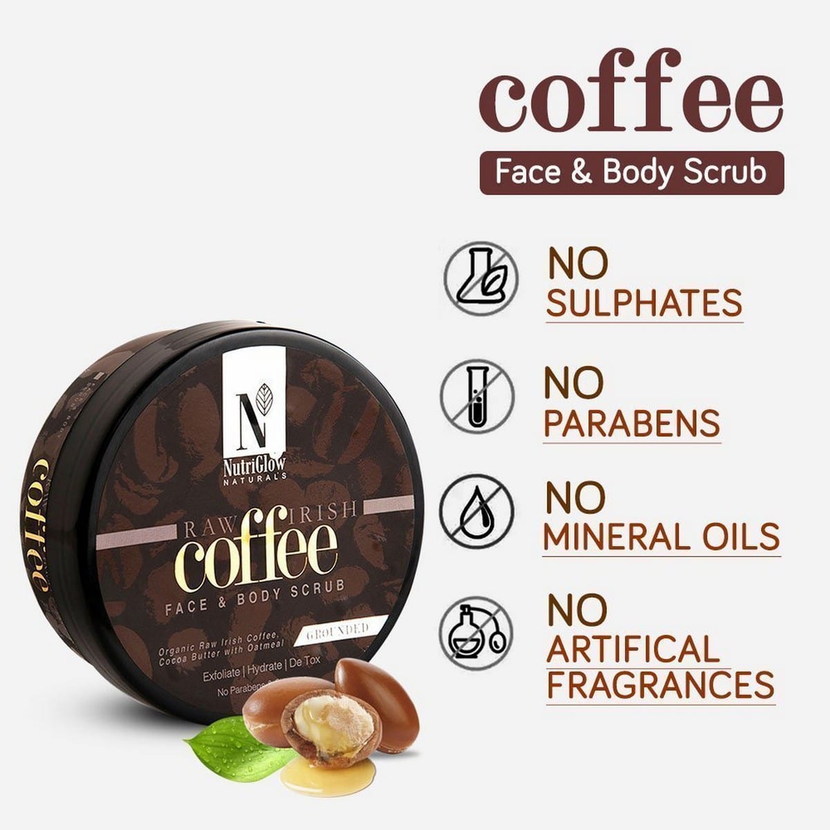 Nutriglow Raw Irish Coffee Face & Body Scrub (200 gm)