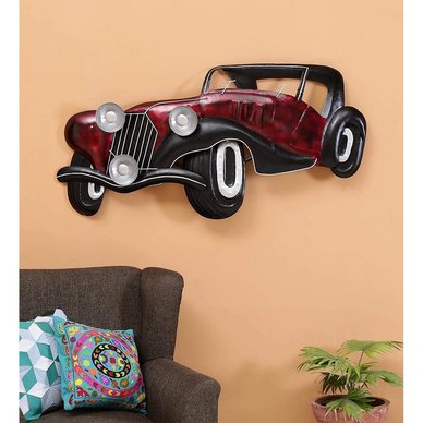 3D Red Vintage Car for Wall Decoration