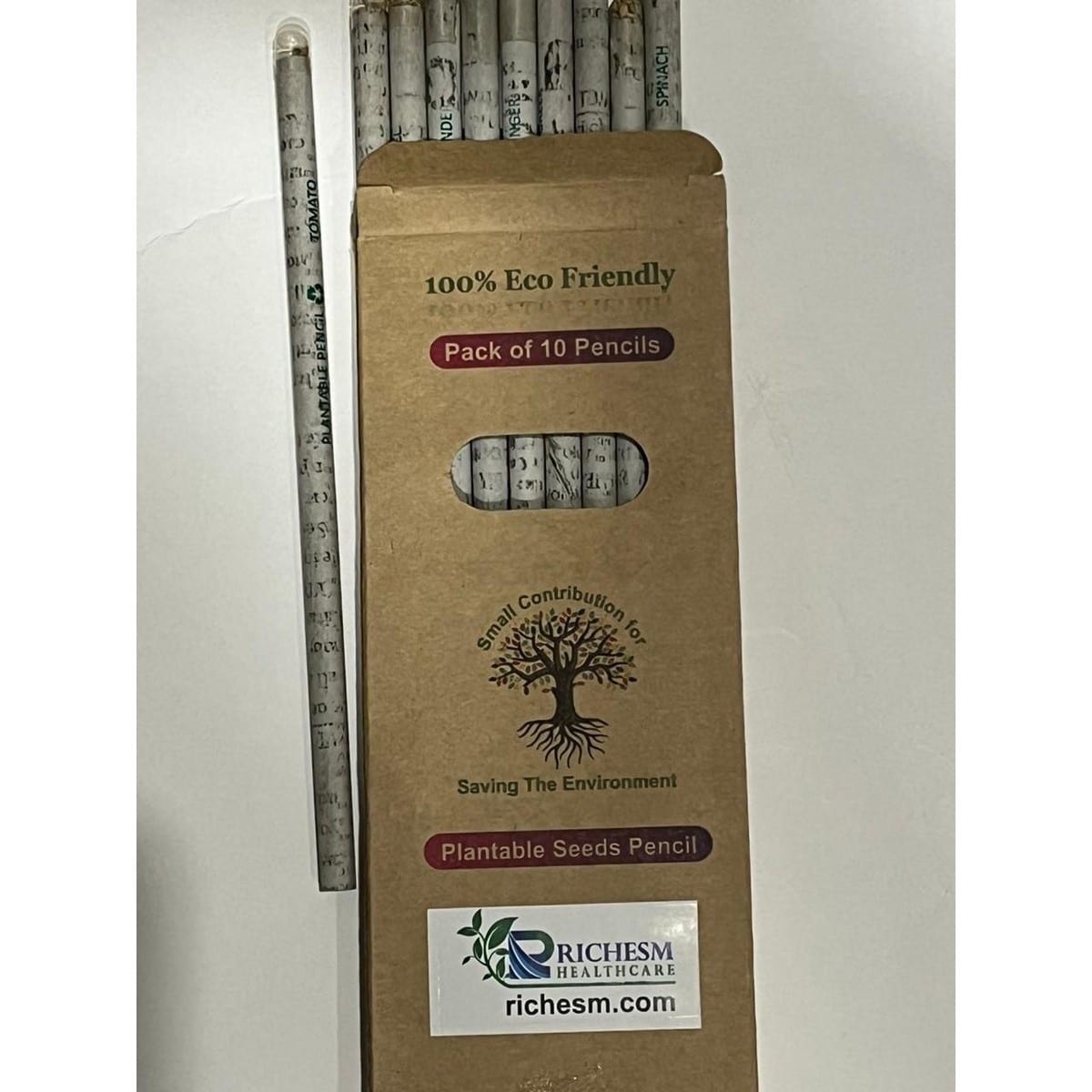 RichesM Healthcare Plantable Seed News Paper Pencil Square Box (10 Pencils)