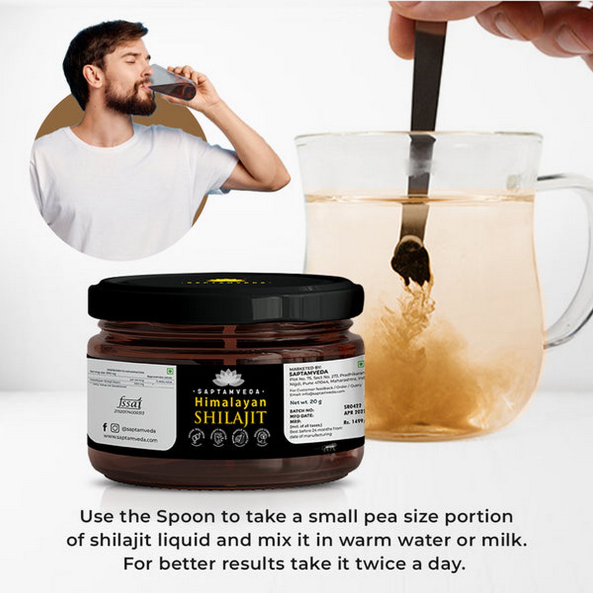 Saptamveda Vigor & Vitality Combo for Men | Powerveda Capsules + Himalayan Shilajit