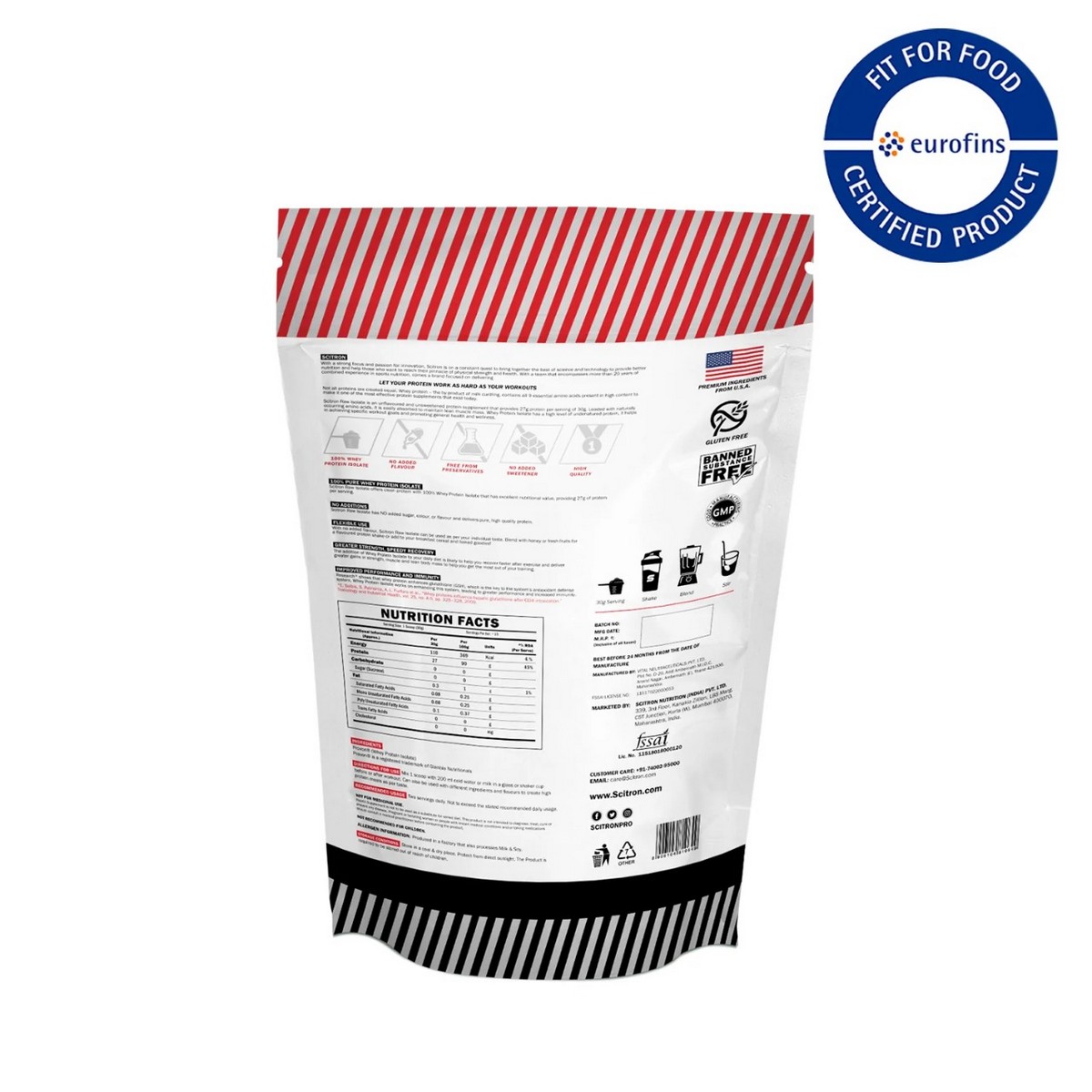Scitron 100% Raw ISO Whey Protein Isolate (900 gm)