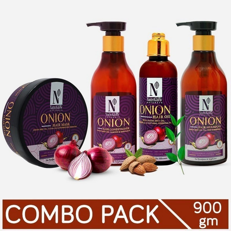 Nutriglow Onion Hair Oil (100 ml) + Onion Hair Shampoo(300 ml) + Onion Hair Conditioner (300 ml) + Onion Hair Mask (200 Gm)