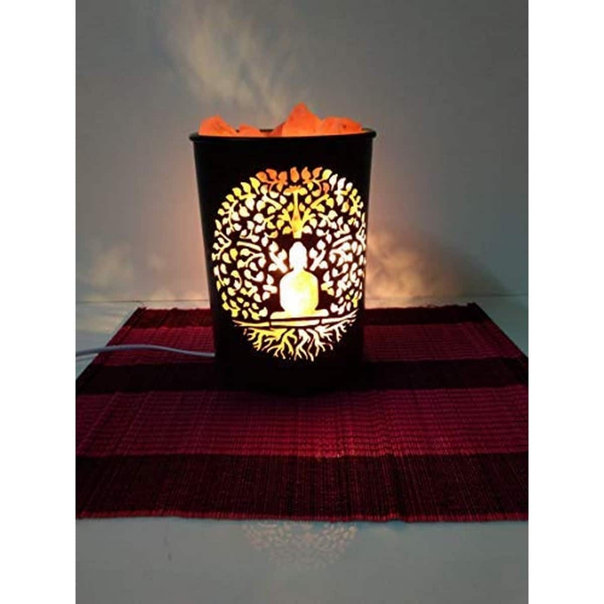 Shrijaa Vedic Seeds Astro Vastu Salt Lamp Unique Gift Plastic Basket Buddha Tree Natural Air Purifier for Vastu