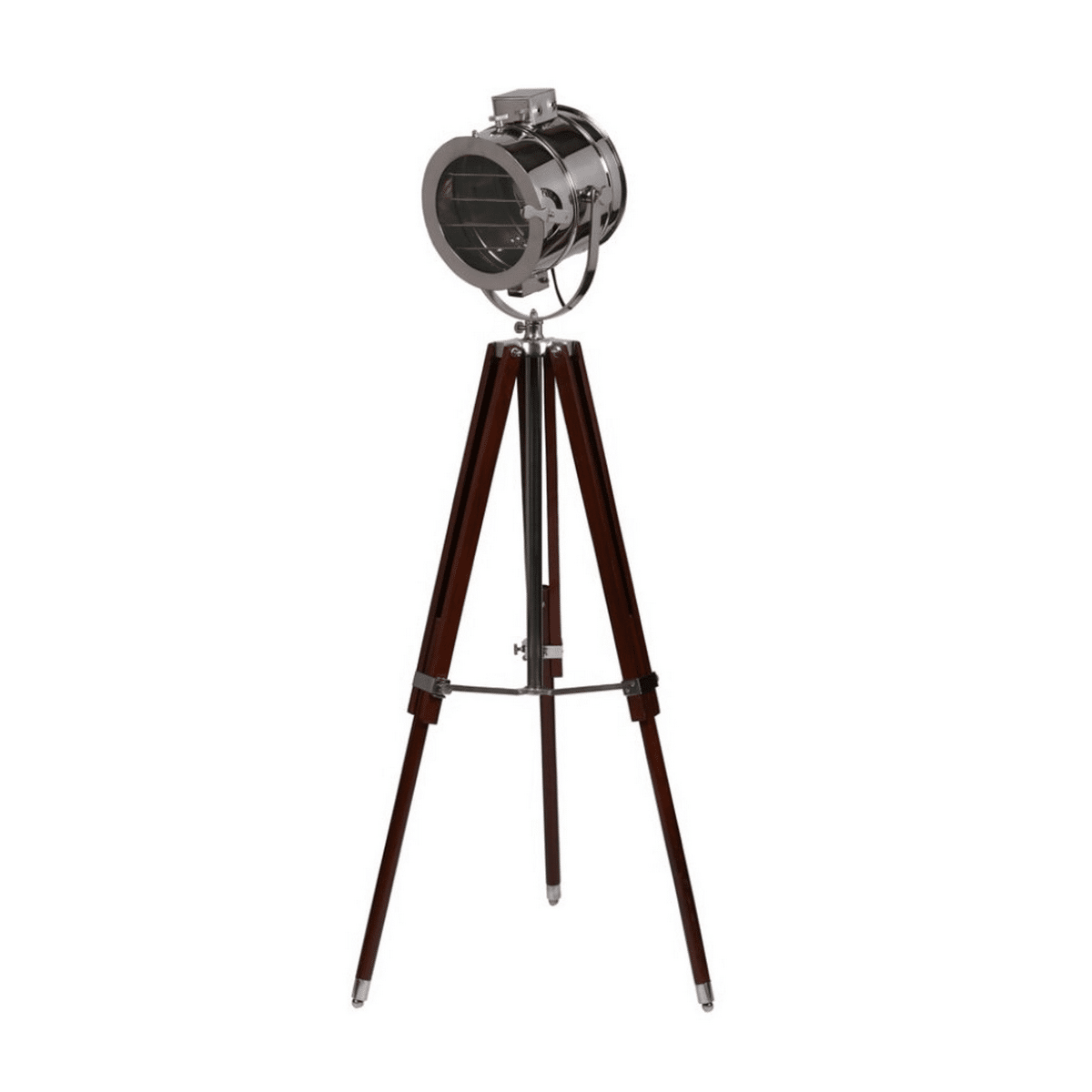 Silver Stainless Steel Made Standing Spotlight With Wooden Tripod