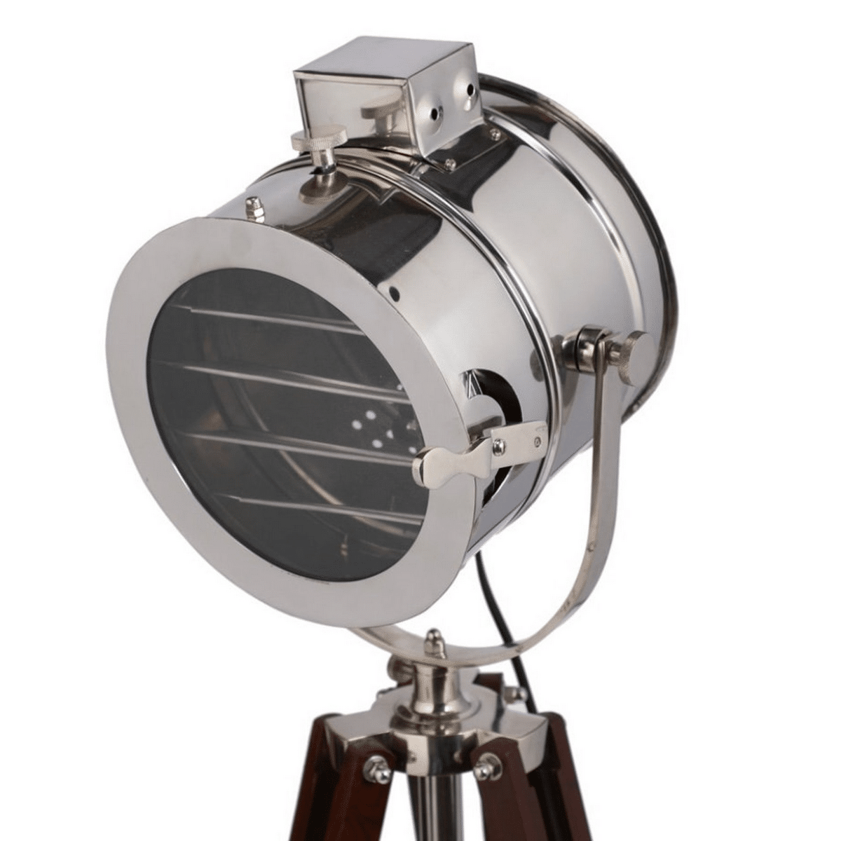 Silver Stainless Steel Made Standing Spotlight With Wooden Tripod