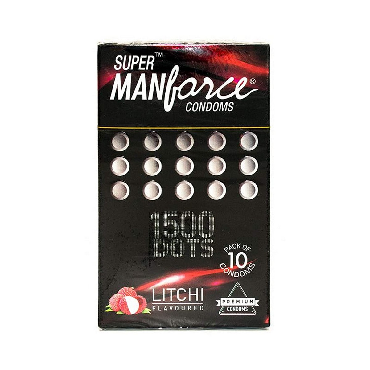 Super Manforce Litchi Flavour Condom with 1500 Dots (Set of 5)